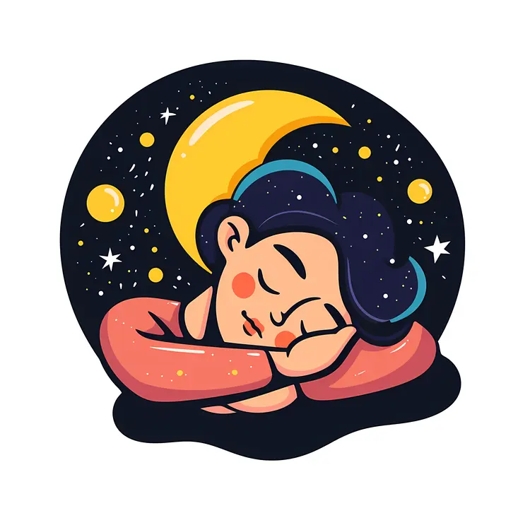 Peaceful Night Illustration of a Sleeping Boy