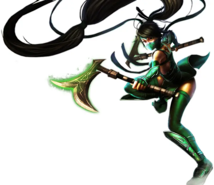 Female Warrior in Green Outfit with Weapon