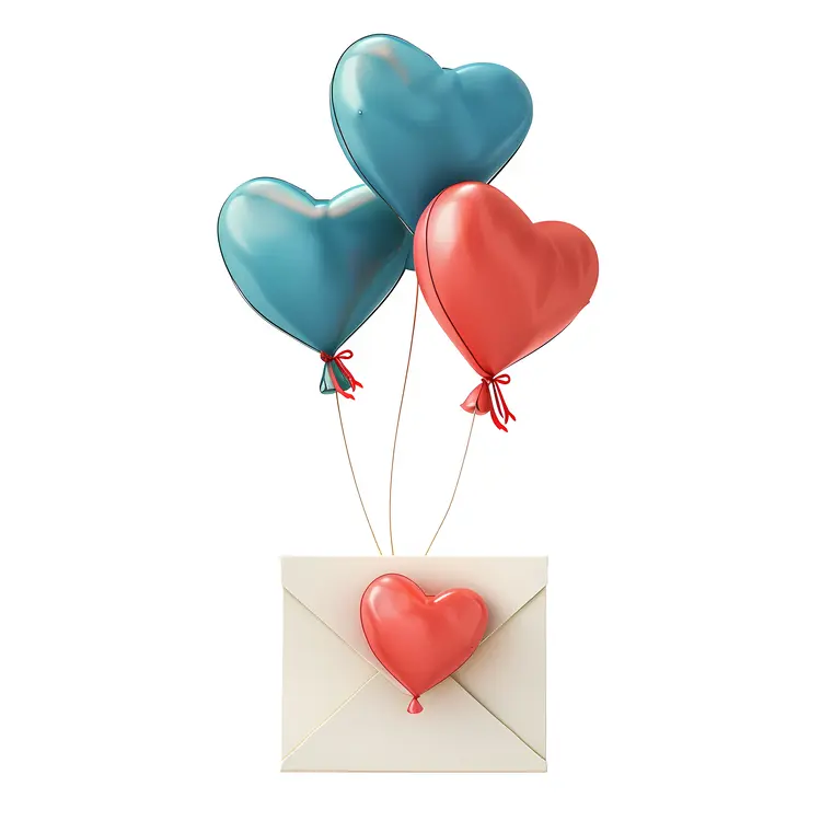 Heart Balloons with Envelope