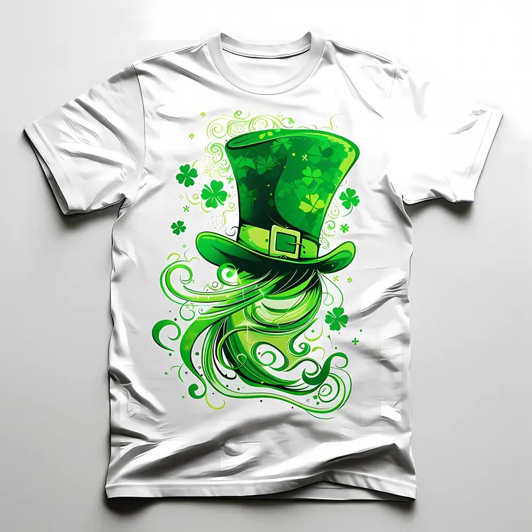 Leprechaun Hat with Shamrock and Swirls