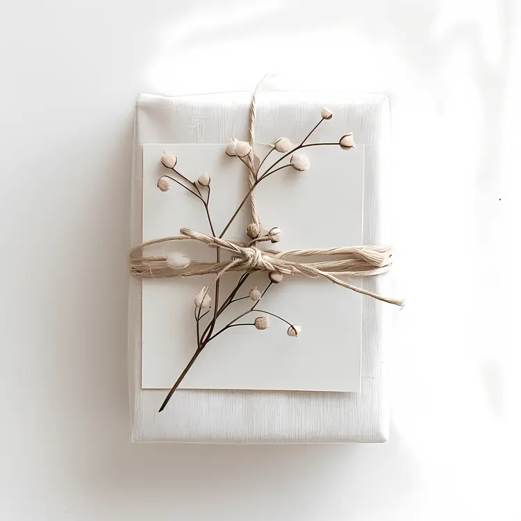 White Gift Box with Natural Decoration