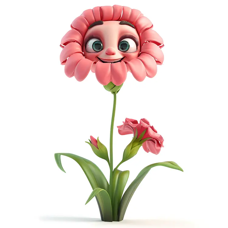 Cute Pink Cartoon Carnation Flower