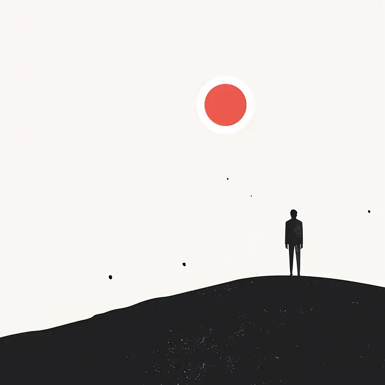 Silhouette with Red Sun