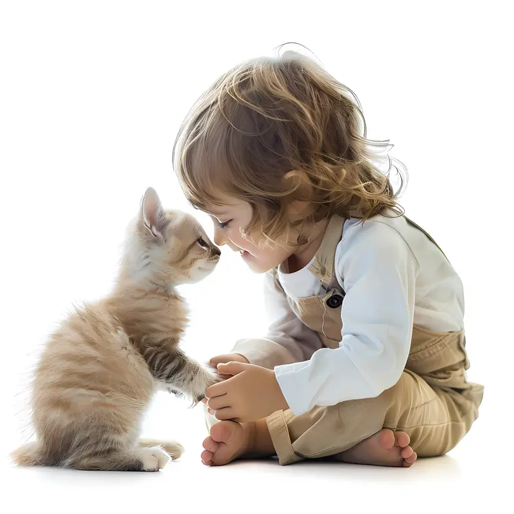 Photograph of Child Sitting with Kitten