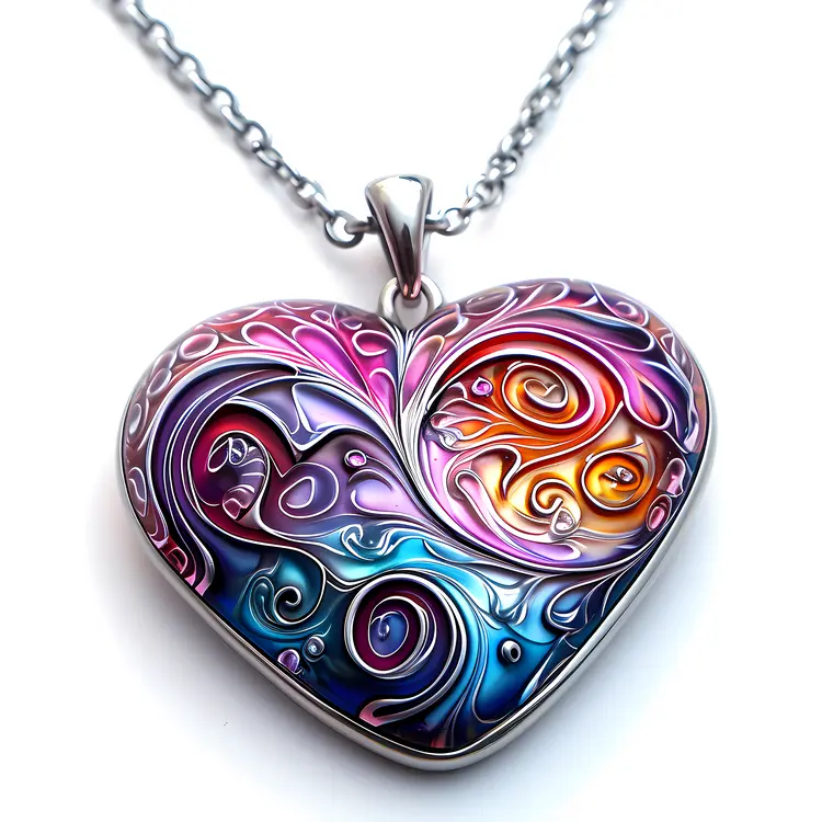 Colorful Swirled Heart Necklace