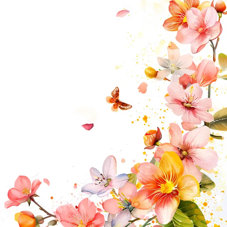 Colorful Flowers with Butterfly