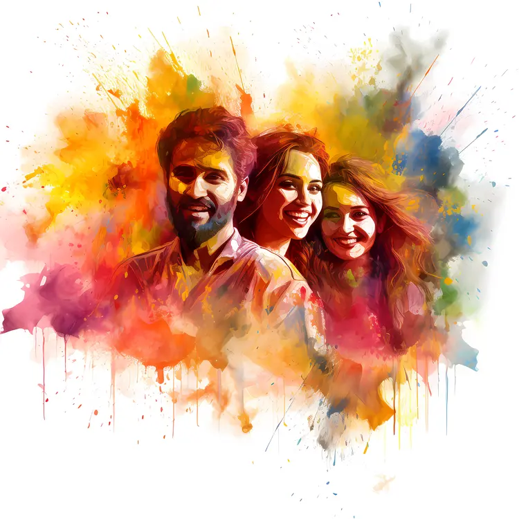 Colorful Family Portrait in Abstract Art Style