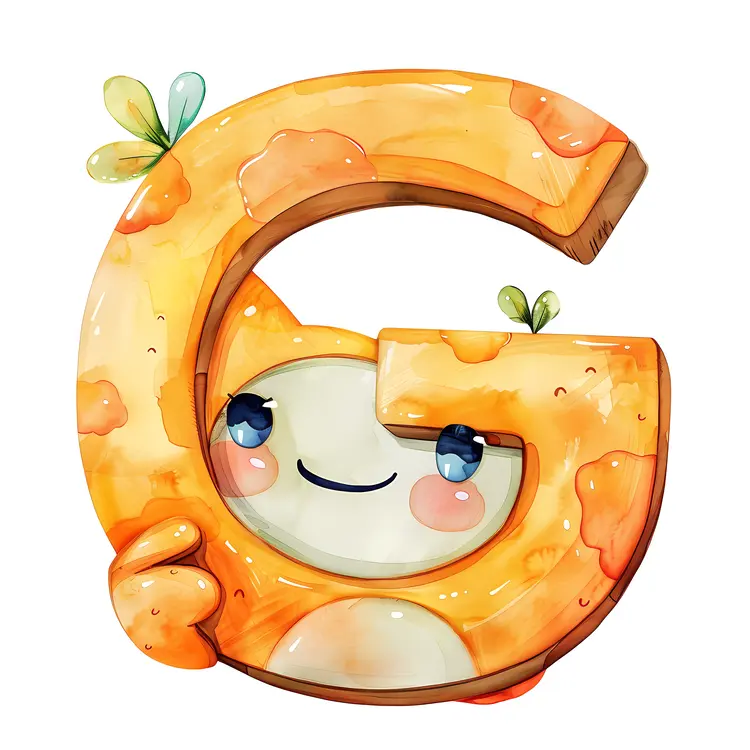Cute Orange Letter G with Smiling Face