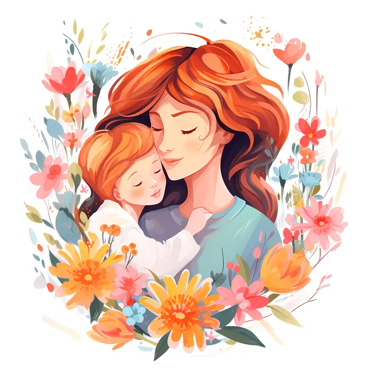 Mother and Child with Flowers