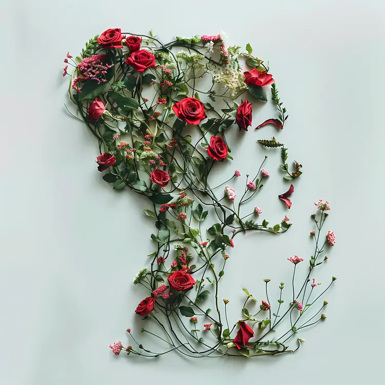 Floral Silhouette Art with Roses and Vines