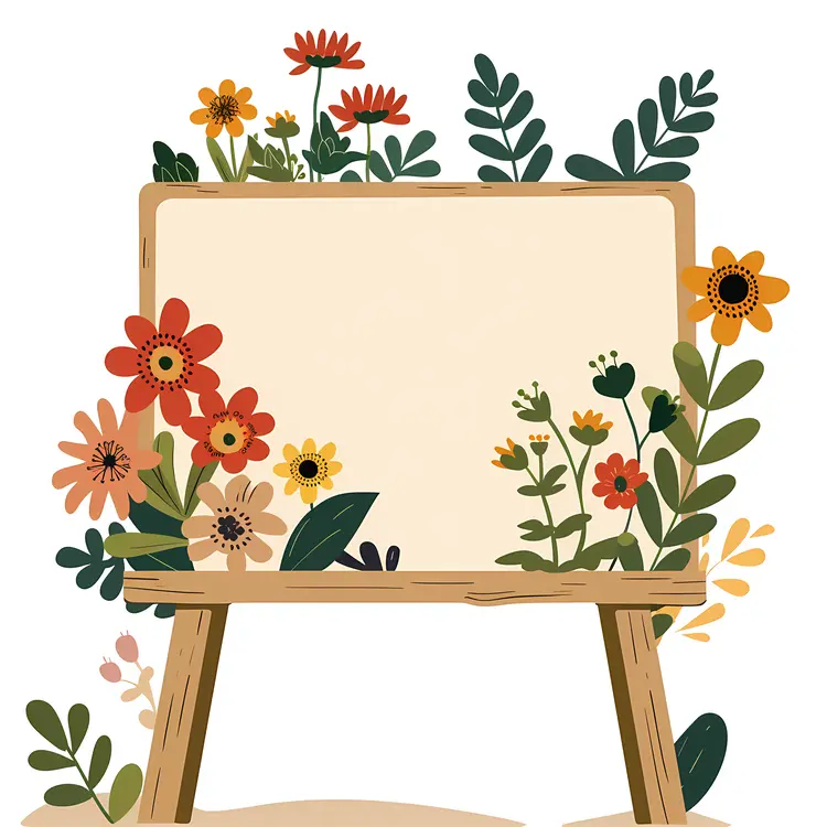 Wooden Board with Colorful Flowers