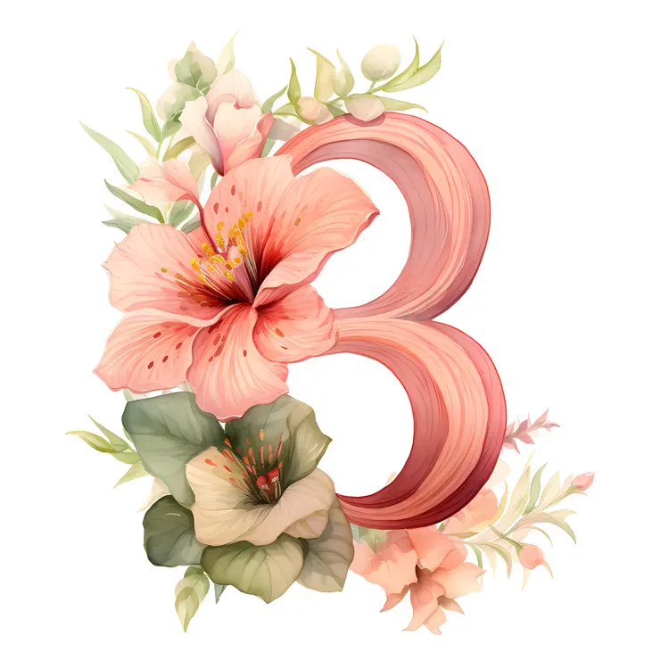 Floral Number 8 with Pink Flowers