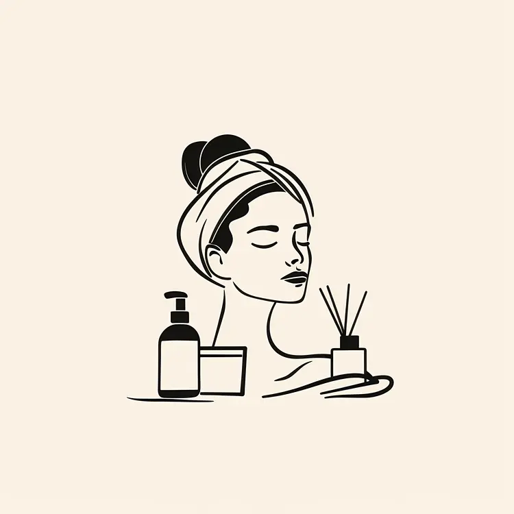 Woman with Skincare Products and Towel
