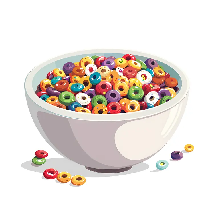 Colorful Cereal in White Bowl