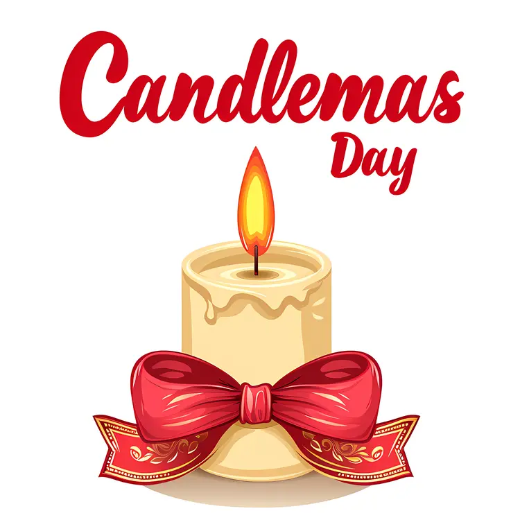Candle with Red Ribbon for Candlemas Day