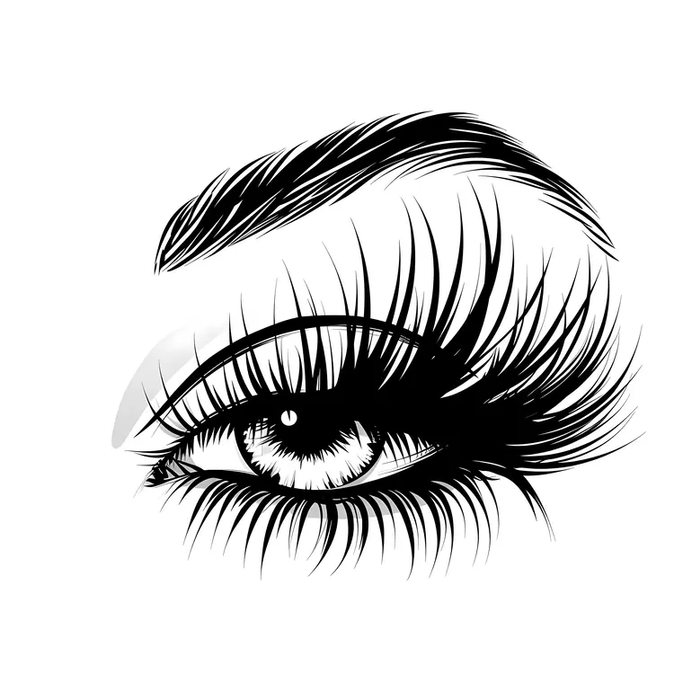 Detailed Eye Drawing with Long Eyelashes