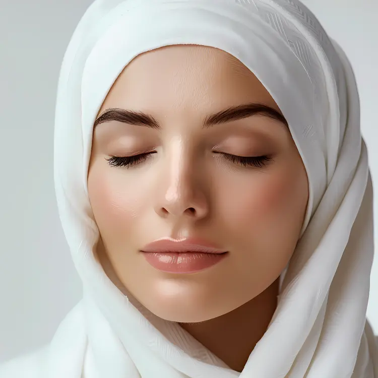 Portrait of Woman in White Hijab