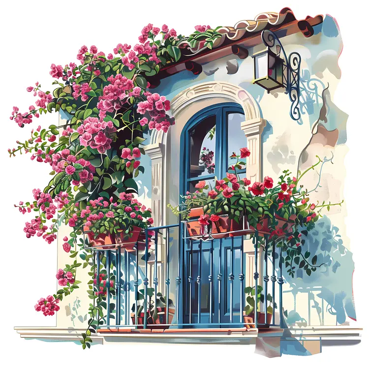 Charming Balcony with Flowers
