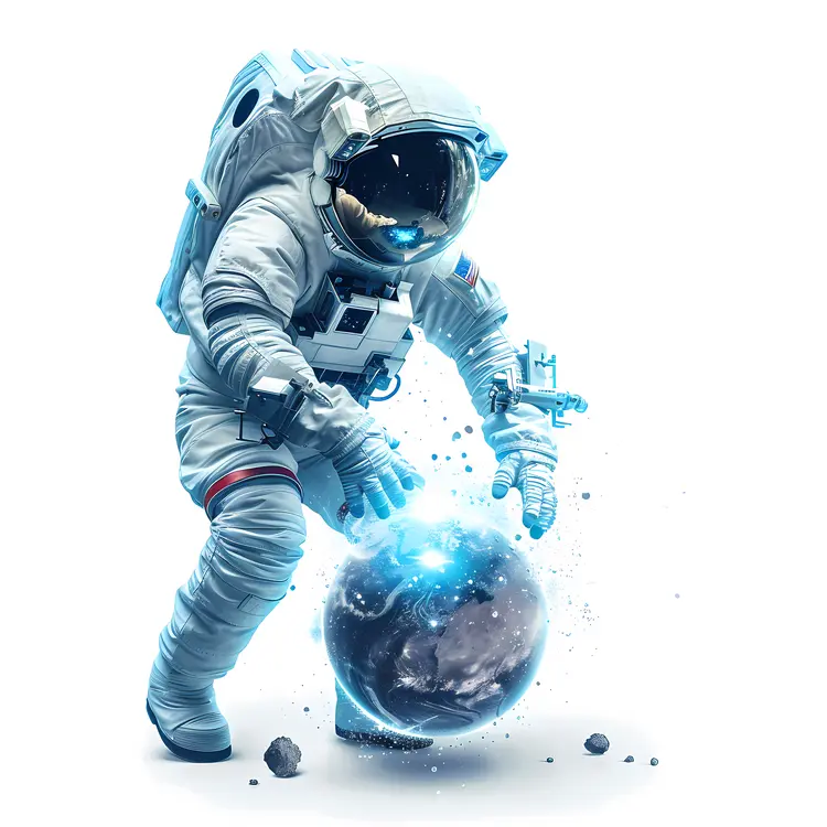 Astronaut Holding Earth in Space