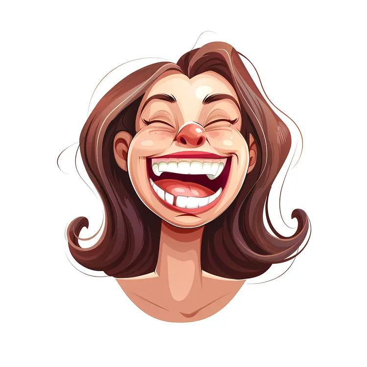 Joyful Laughing Cartoon Woman