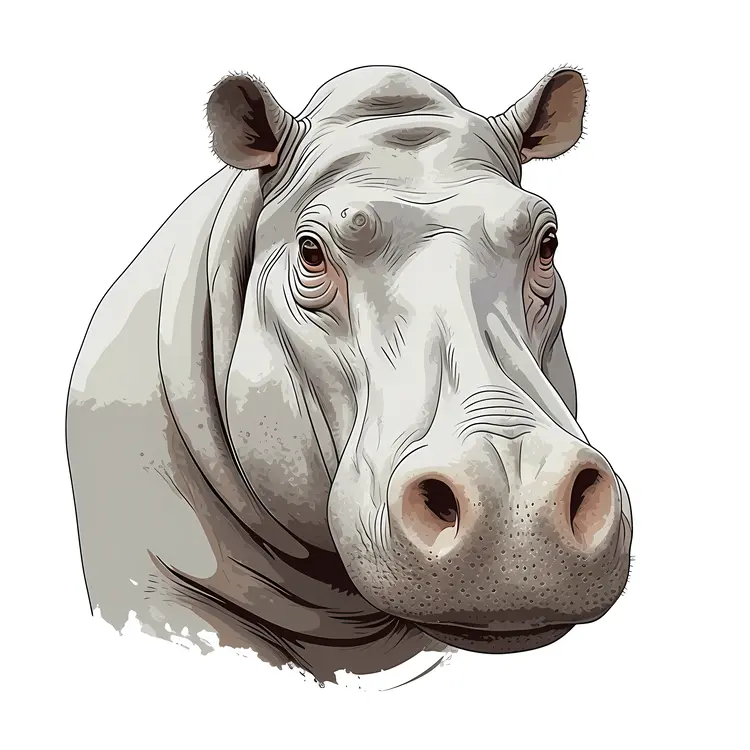 Large Gray Hippopotamus