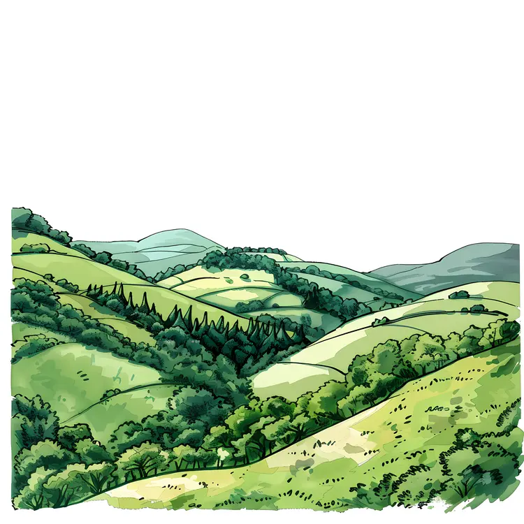 Peaceful Green Hills Landscape