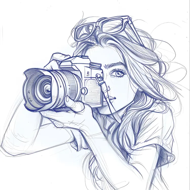 Sketch of Photographer with Camera