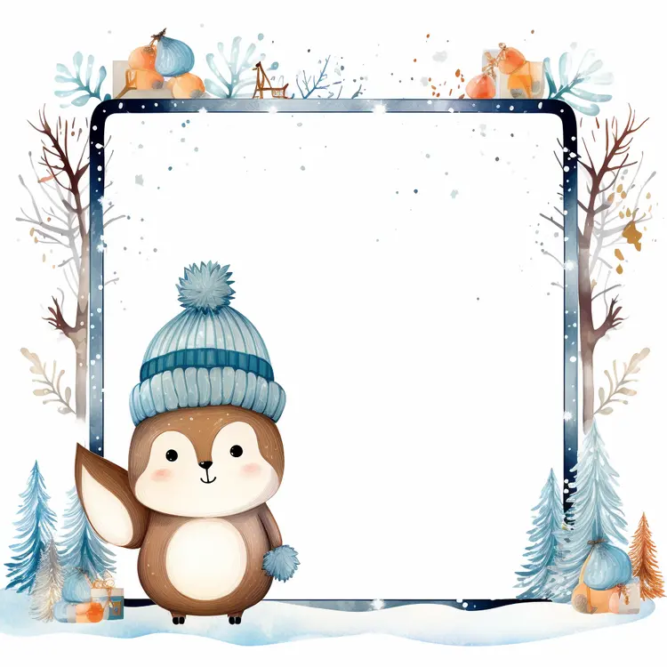 Squirrel in Winter Forest