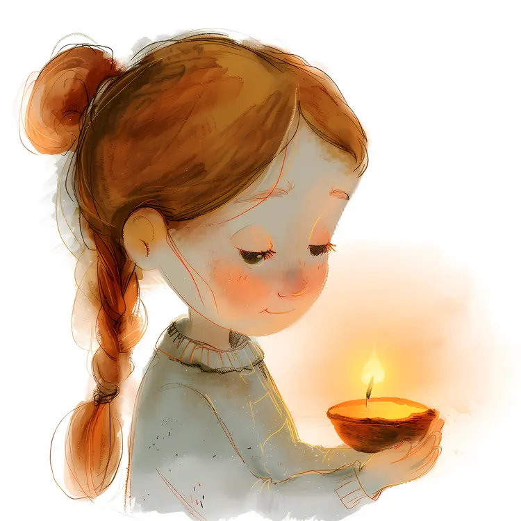 Girl Holding a Small Candle