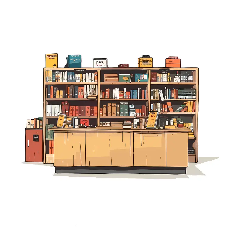 Bookshelf with Various Books