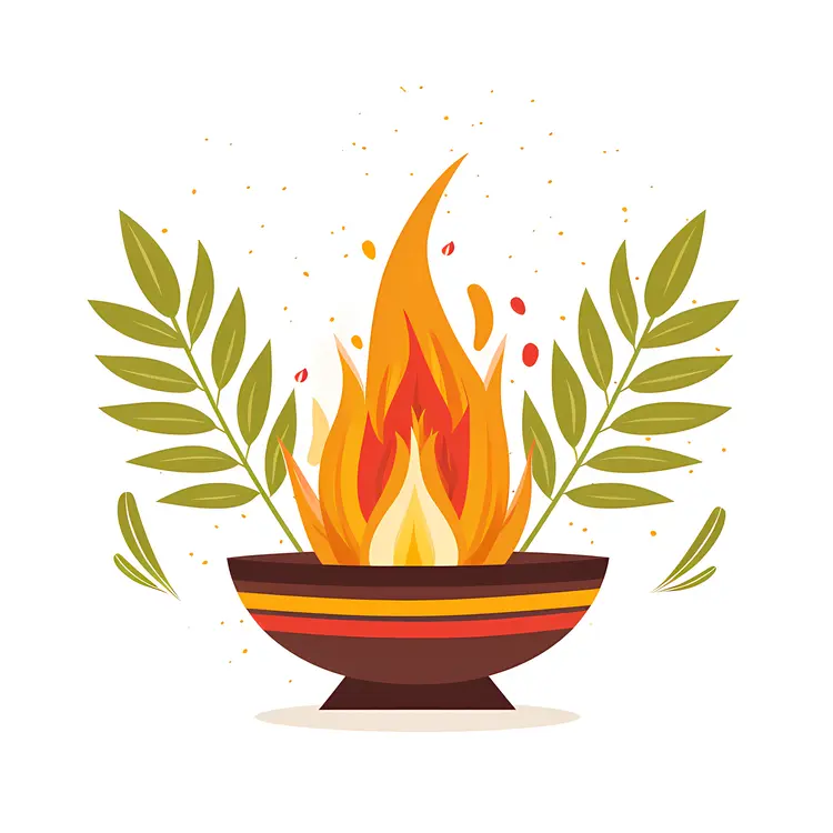 Bonfire in a Bowl with Leaves
