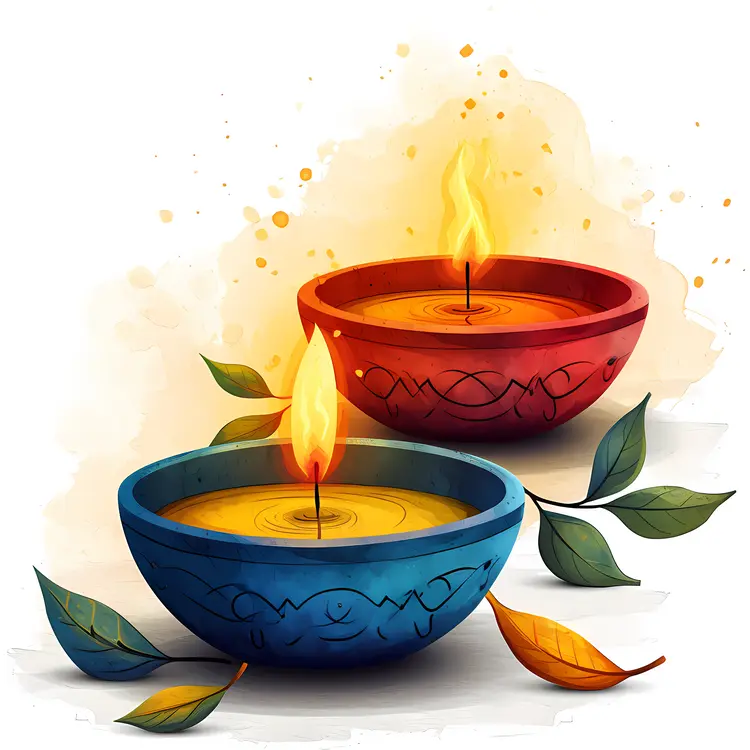 Colorful Candles with Flames