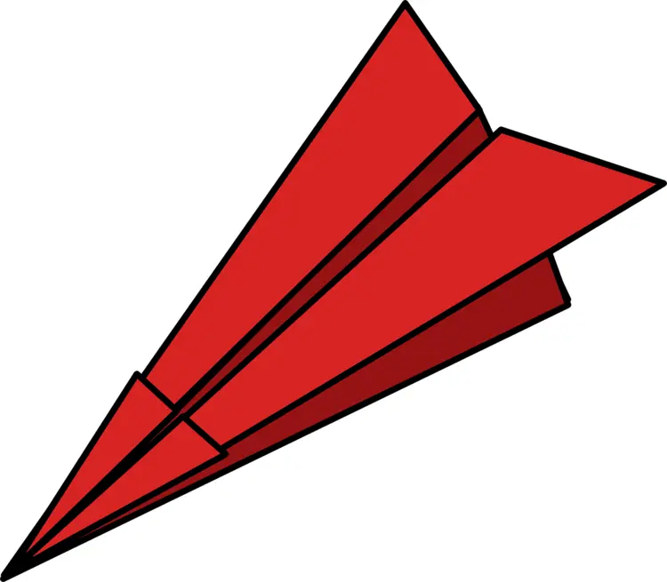 Red Paper Airplane in Origami Style