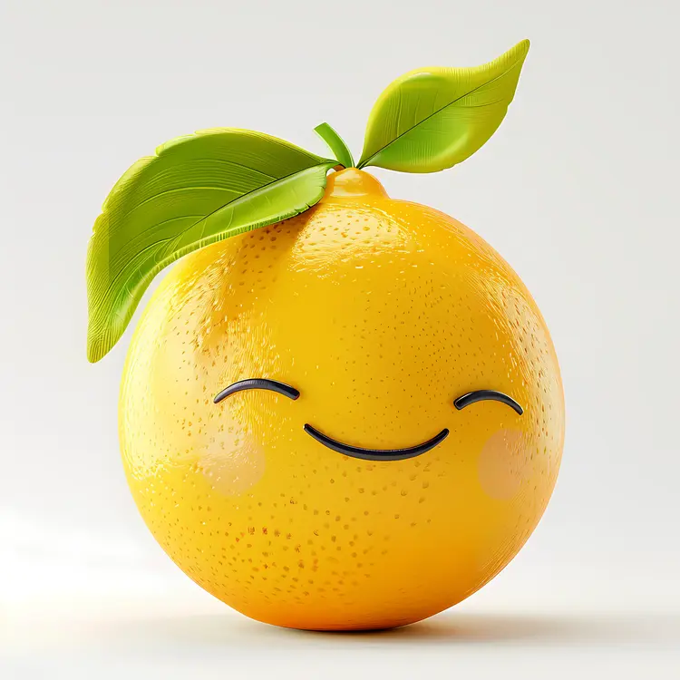 Smiling Orange with Leaf