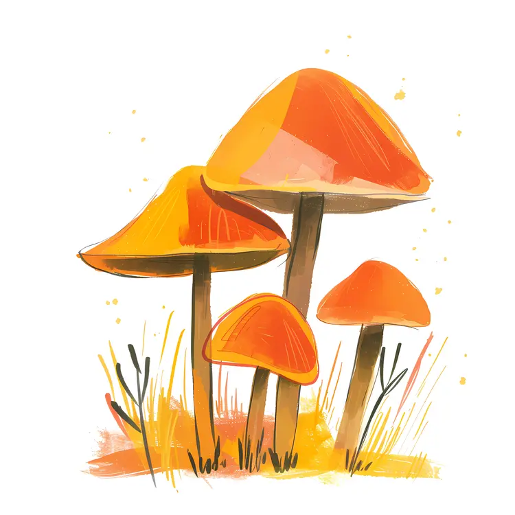 Cluster of Orange Mushrooms