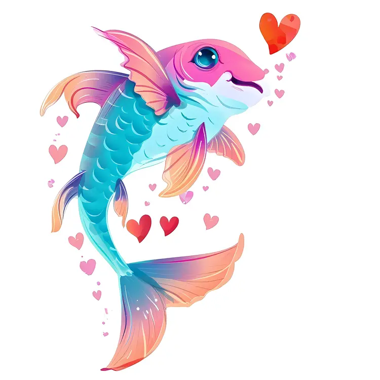 Colorful Fish with Hearts