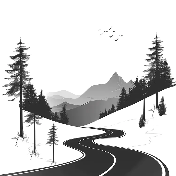 Winding Road Through Mountain Scenery