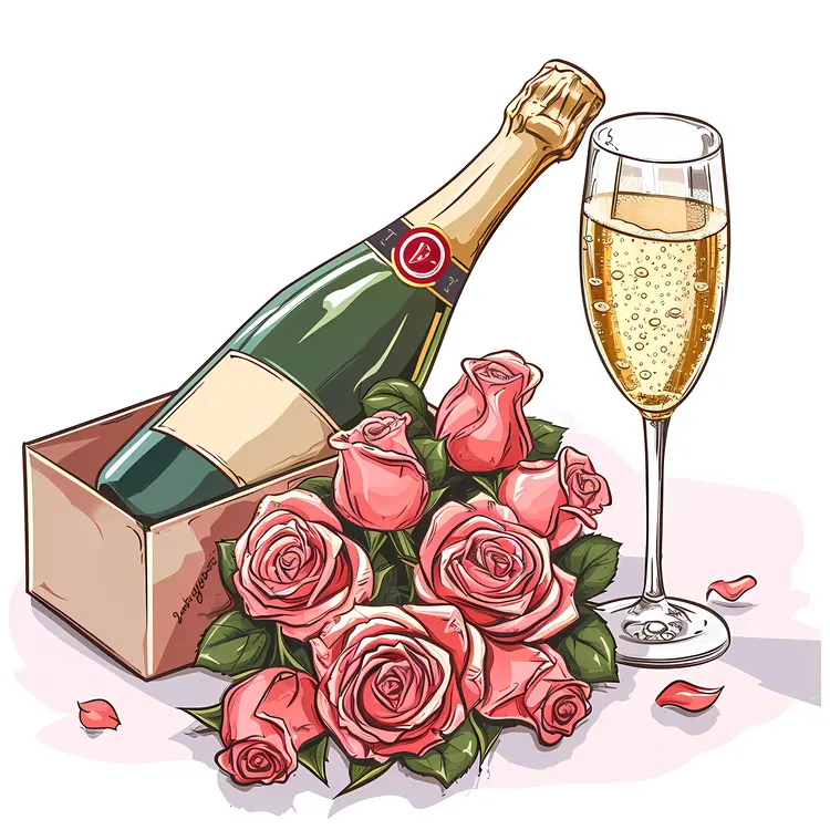 Champagne and Roses for a Romantic Celebration