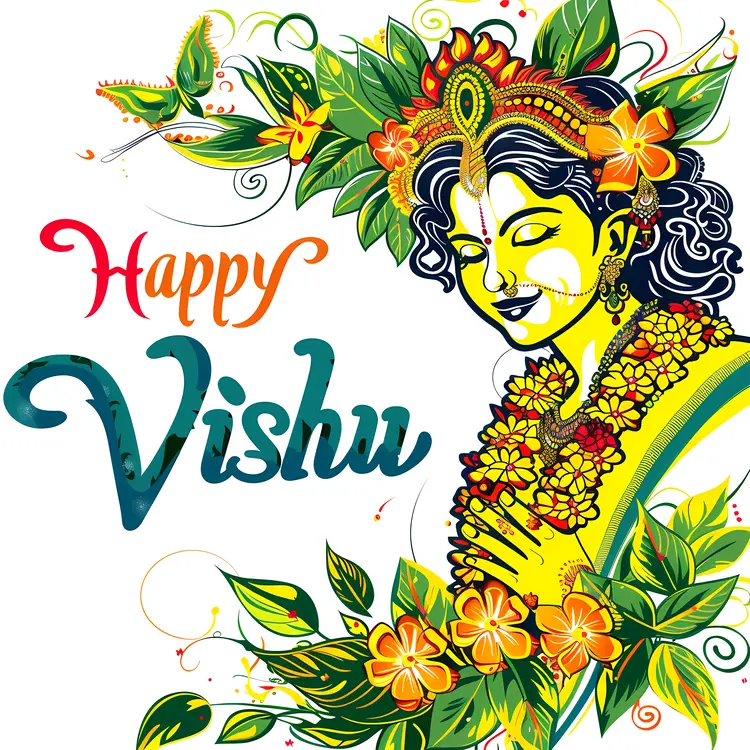 Vibrant Deity Illustration for Vishu