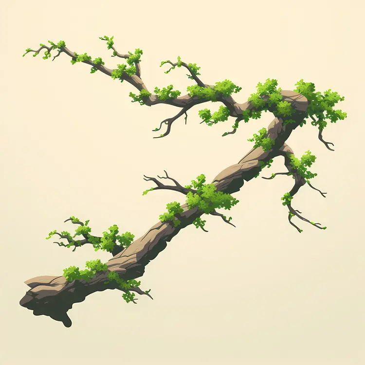 Tree Branch with Green Leaves