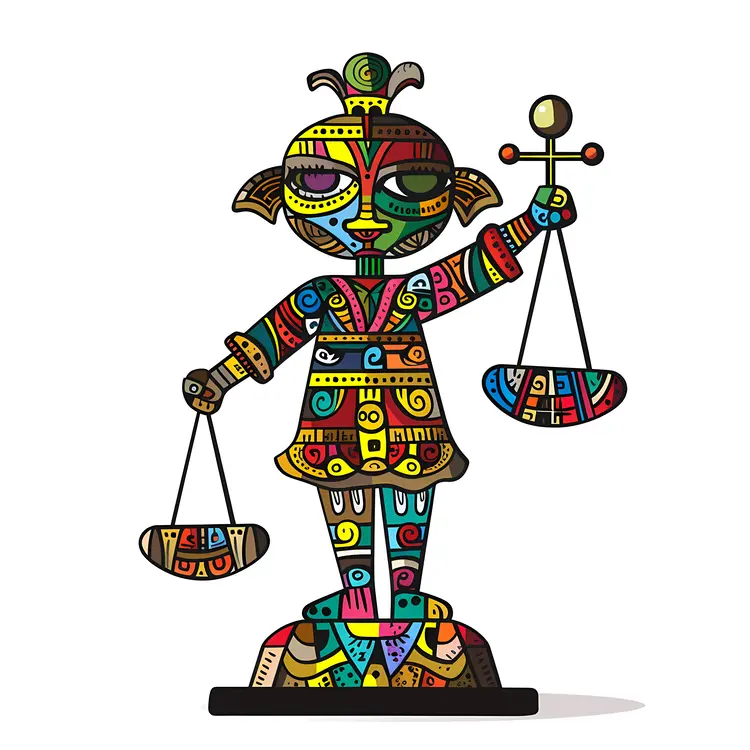Colorful Justice Figure with Scales