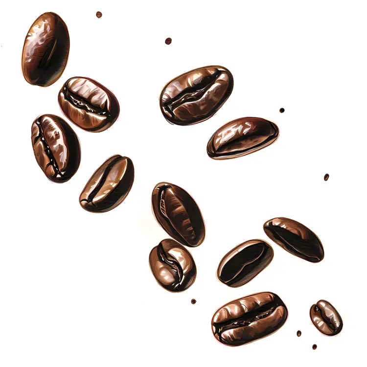 Shiny Coffee Beans on White Background