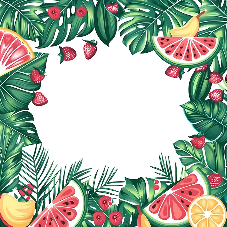 Tropical Fruits and Leaves Frame