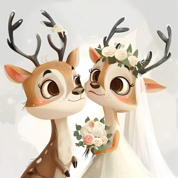 Cute Deer Wedding with Floral Decorations