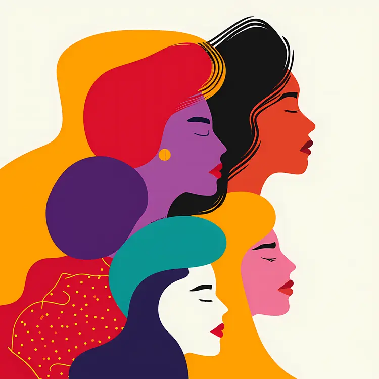 Diverse Colorful Profiles of Women