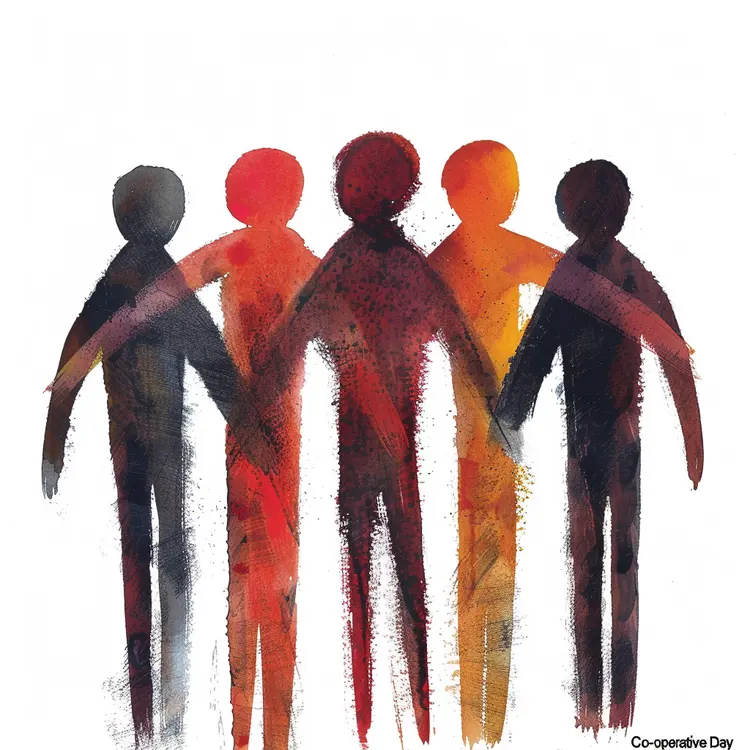 Colorful Abstract Figures Holding Hands