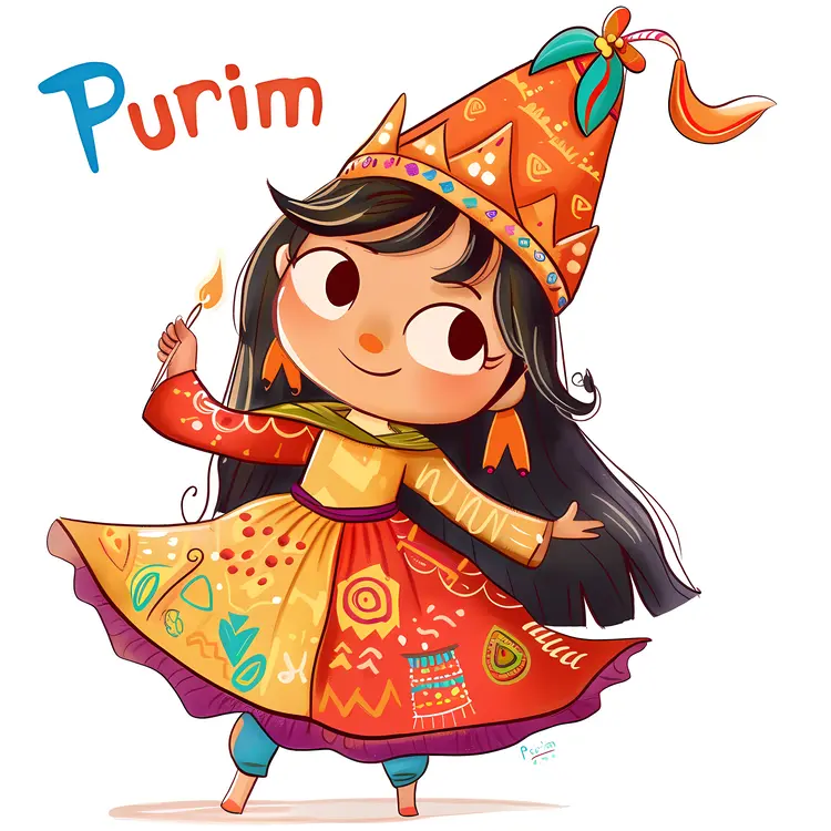 Colorful Girl Celebrating Purim