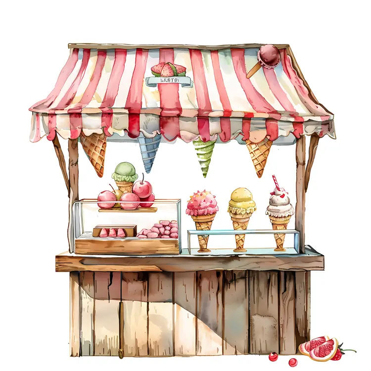 Colorful Ice Cream Cart with Sweets