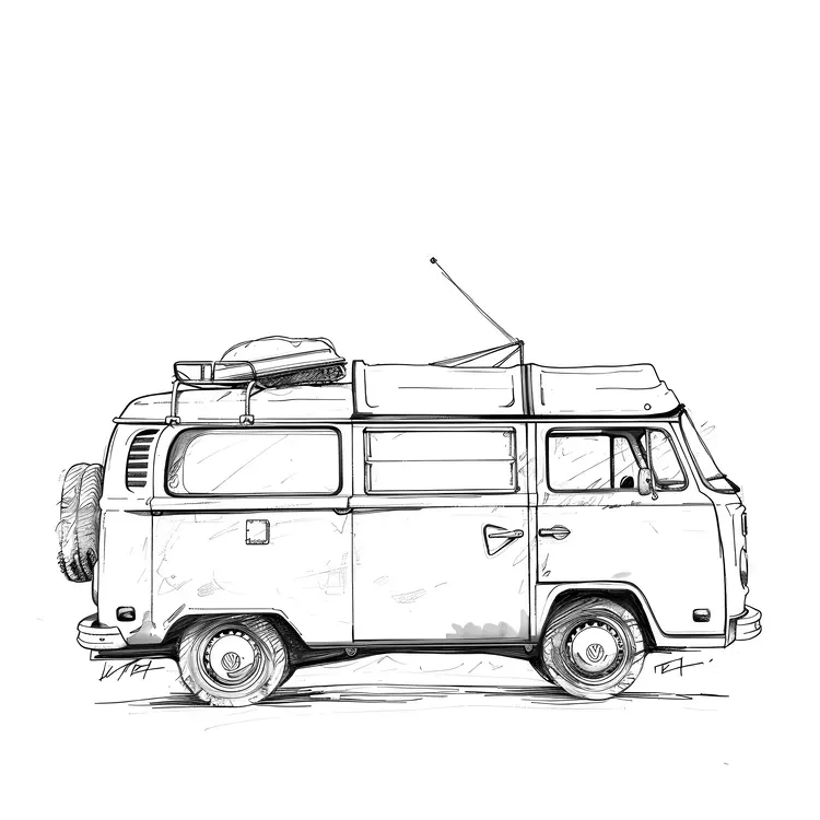 Retro Van Sketch for Adventure