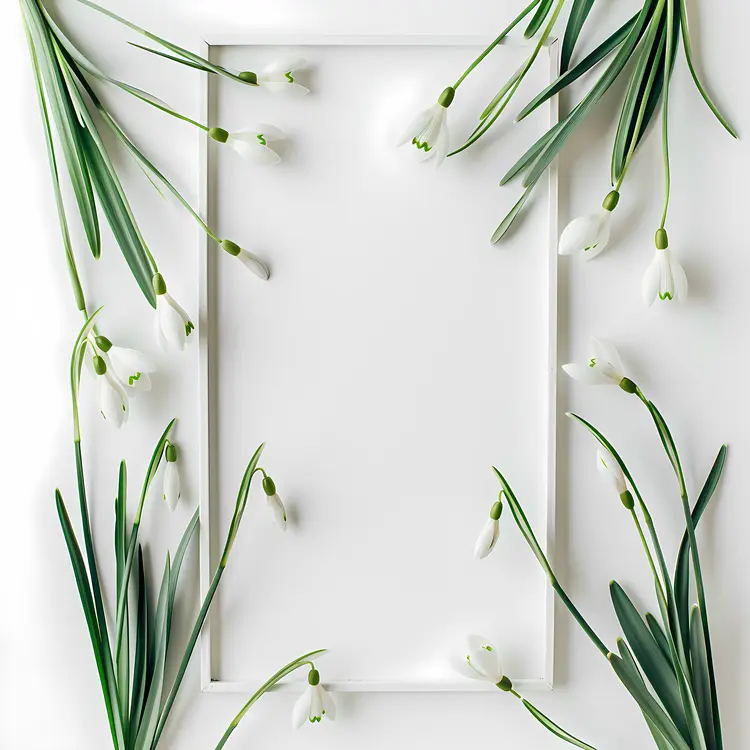 Minimalist Snowdrops Floral Frame